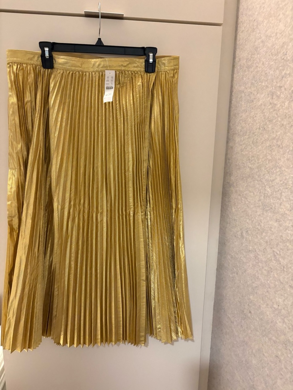 J. Crew Pleated Wrap Skirt in Gold Lame’. Size 16. New with tags.